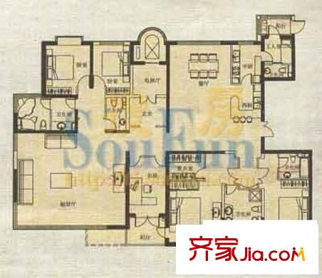 中澳學院宿舍 2室 戶型圖