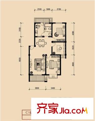 城市之光 3室 戶型圖