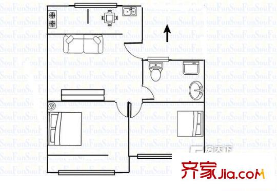 光明小區(qū) 2室 戶型圖