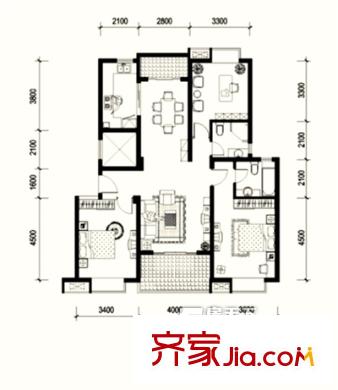 城市之光 3室 戶型圖