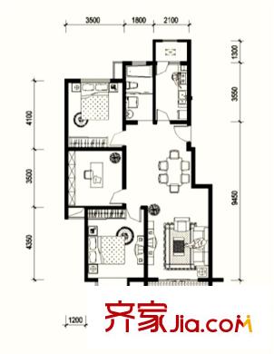 城市之光 3室 戶型圖