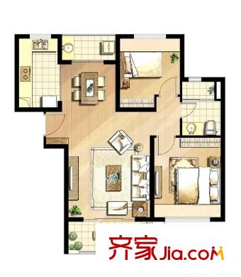 市總工會(huì)宿舍 2室 戶型圖