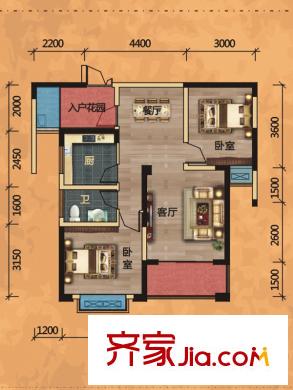 廬江中心城33#A2戶型 2室2廳1衛(wèi)1廚