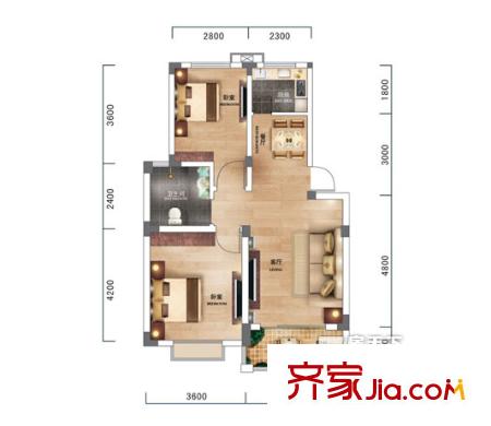華興城市廣場 2室 戶型圖