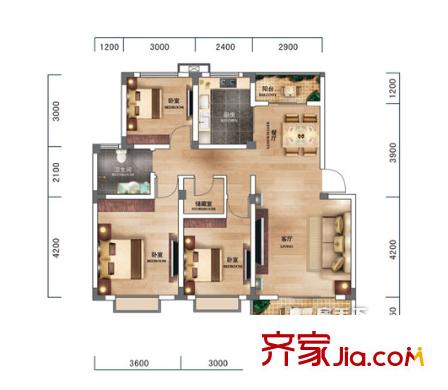 華興城市廣場 3室 戶型圖