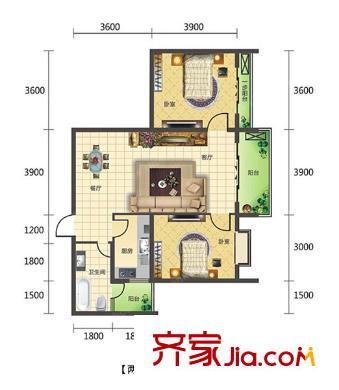 華興城市廣場 2室 戶型圖