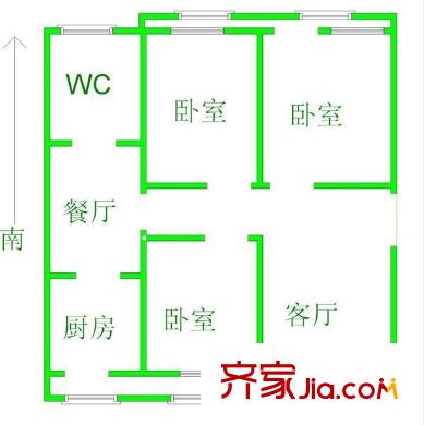 安農(nóng)大宿舍戶型圖農(nóng)大五宿舍 3室 戶型圖 3室2廳1衛(wèi)1廚