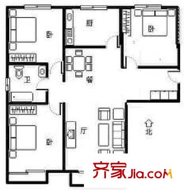 安農(nóng)大宿舍戶型圖農(nóng)大五宿舍 3室 戶型圖 3室2廳1衛(wèi)1廚