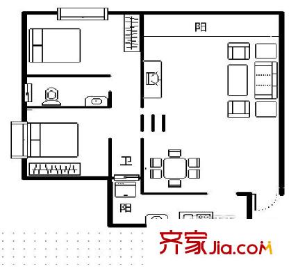 水木春城 2室 戶型圖