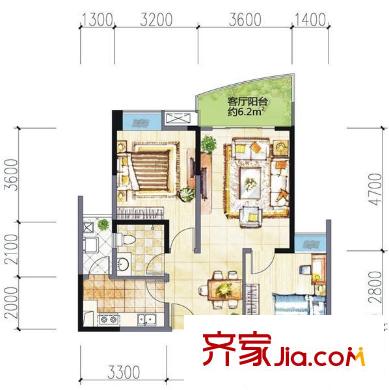 團安新村 2室 戶型圖