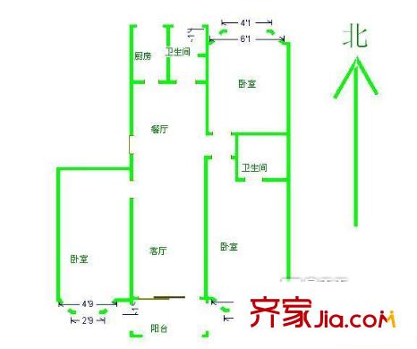 三十八所宿舍 3室 戶型圖