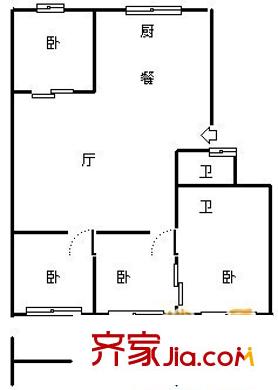 郵電小區(qū)戶型圖1 3室2廳1衛(wèi)1廚