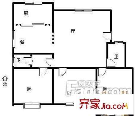 香港商業(yè)步行街戶型圖7-1 3室2廳1衛(wèi)1廚