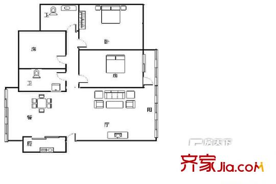 新聞出版局宿舍 3室 戶型圖