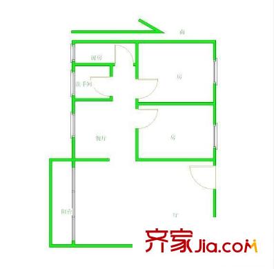 香港商業(yè)步行街戶型圖7-4 2室2廳1衛(wèi)1廚