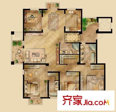 香港商業(yè)步行街戶型圖7-2 3室2廳1衛(wèi)1廚