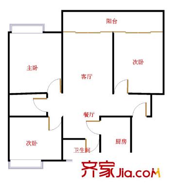 新聞出版局宿舍 3室 戶型圖