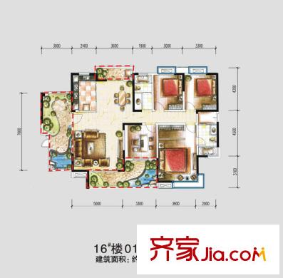新華國(guó)際廣場(chǎng)戶型圖16號(hào)樓-01 3室2廳1衛(wèi)1廚