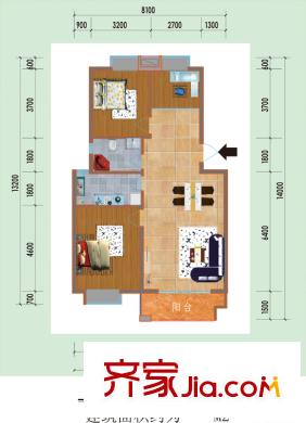翠微南苑戶型圖8 2室2廳1衛(wèi)1廚