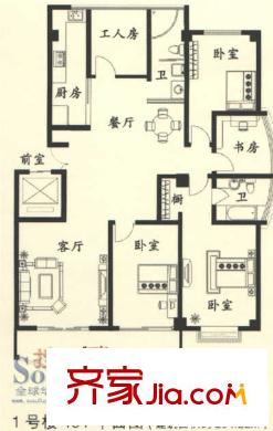 彩虹家園戶型圖5室2廳2衛(wèi)1廚