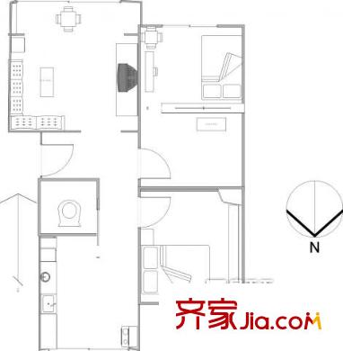 車城小區(qū)戶型圖23-2 2室2廳1衛(wèi)1廚