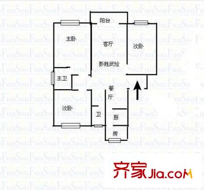 虹雨花園 3室 戶型圖