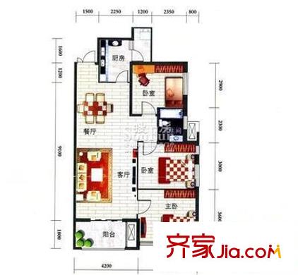 虹雨花園 3室 戶型圖