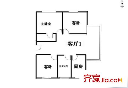 湖濱花園 3室 戶型圖