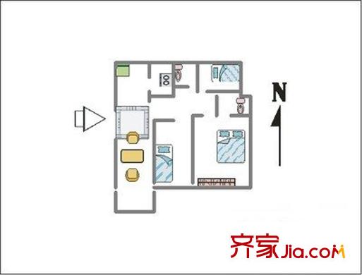 虹雨花園 3室 戶型圖