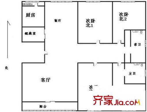 虹雨花園 4室 戶型圖