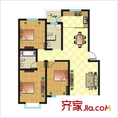 虹雨花園 3室 戶型圖