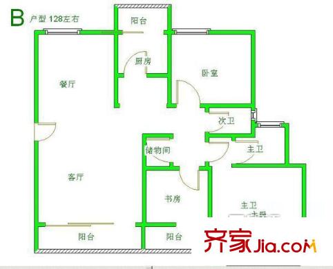 檢察院宿舍 3室 戶型圖