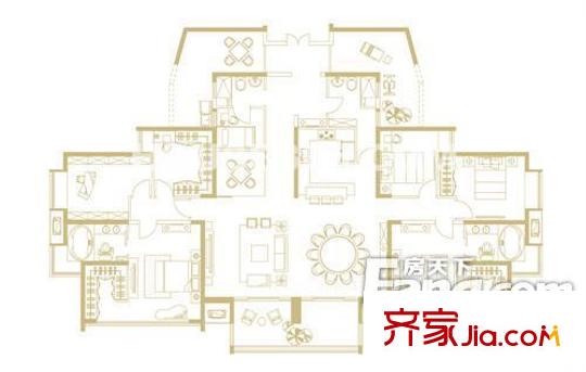 湖濱花園 4室 戶型圖