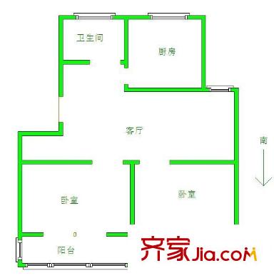 紅旗村 2室 戶型圖