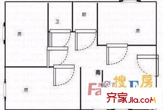 航鑫家苑戶型圖2-3 3室2廳1衛(wèi)1廚