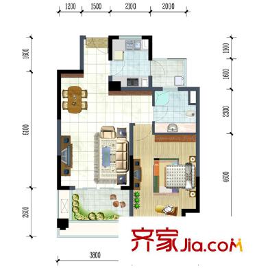 航鑫家苑 1室 戶型圖