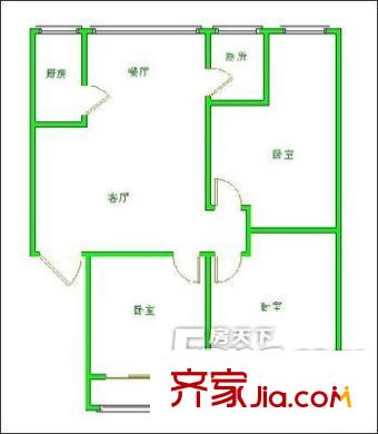 檢察院宿舍 3室 戶型圖