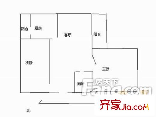 紅旗村 2室 戶型圖