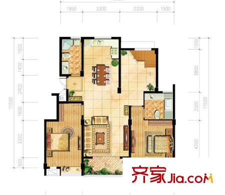 航鑫家苑 2室 戶型圖