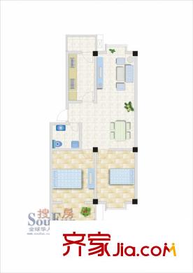 中心集貿(mào)市場戶型圖2室2廳1衛(wèi)1廚