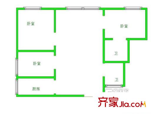 新華大廈 3室 戶型圖