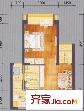 新華大廈戶型圖33-2 1室1廳1衛(wèi)1廚