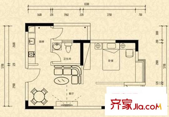 天賜園 1室 戶型圖