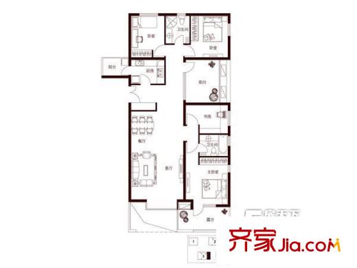 星海都市公館 4室 戶型圖