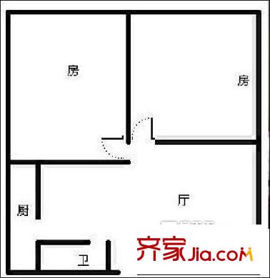 四河小區(qū)戶型圖21-2 2室1廳1衛(wèi)1廚