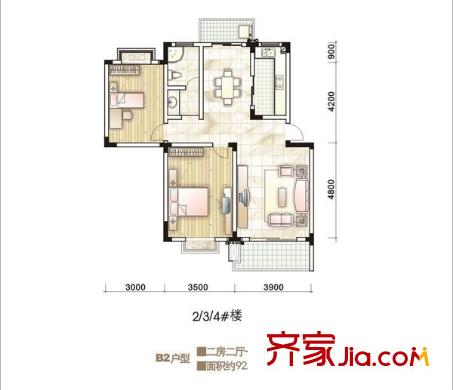 蓬萊花園 2室 戶型圖