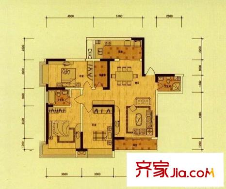 蓬萊花園 3室 戶型圖