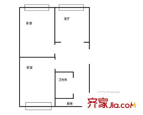 省政協(xié)宿舍 2室 戶型圖