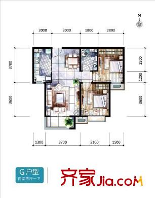 通和佳苑 2室 戶型圖