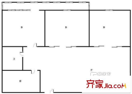 省政協(xié)宿舍 3室 戶型圖